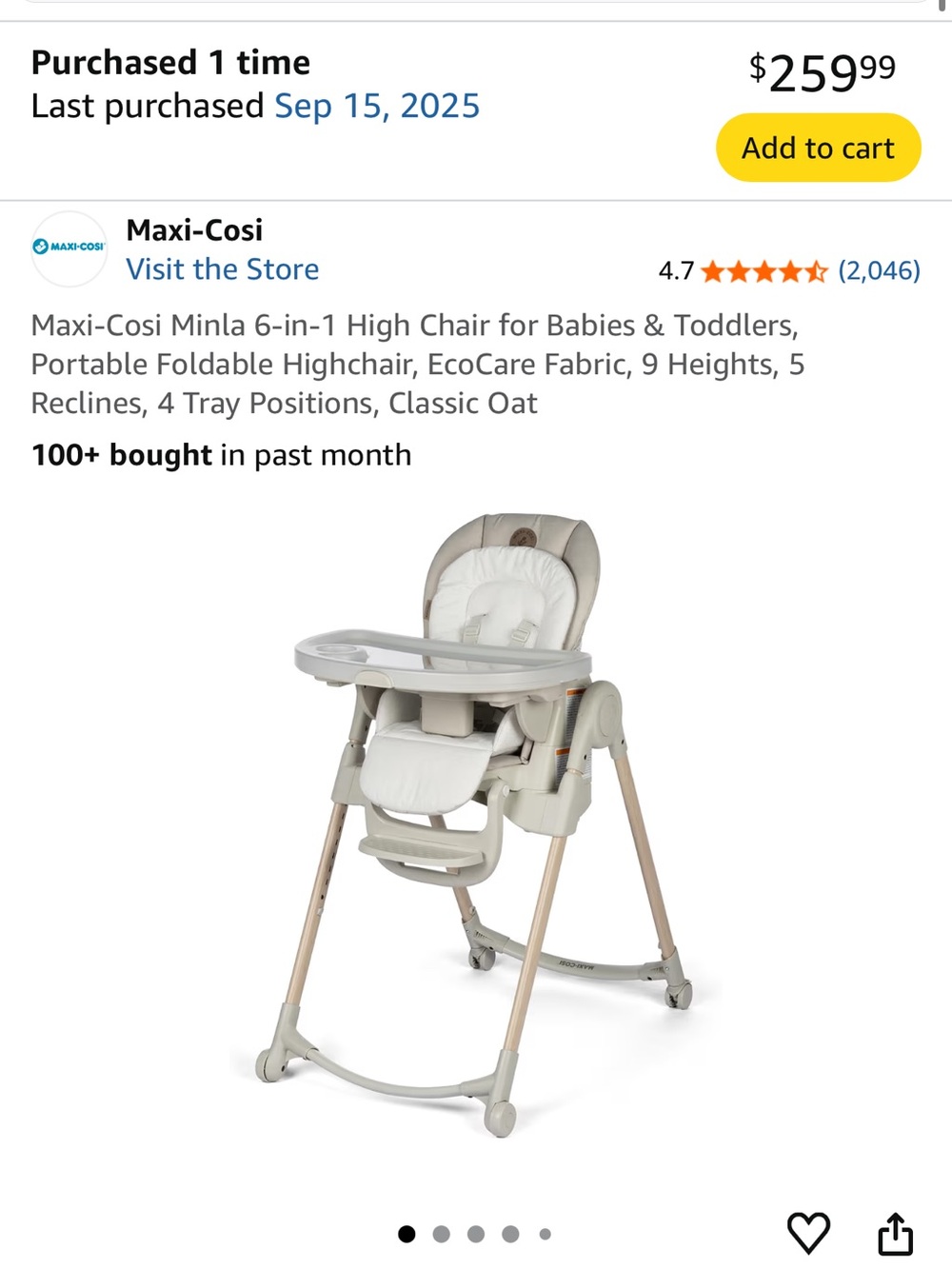 Maxi-Cosi Classic Oatmeal High Chair for Kids - Cream - Picture 3 of 11